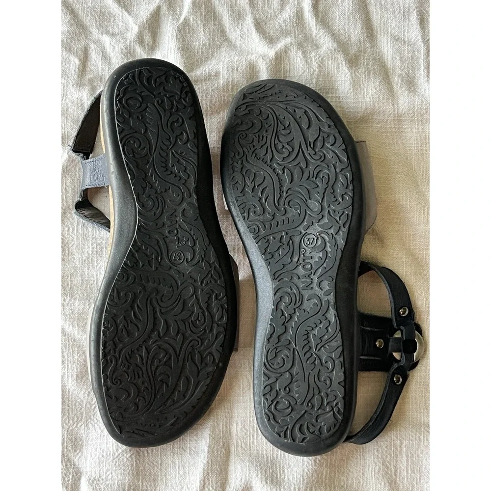 Naot Sabrina Sandals Women's EU 37 M Navy Gray Leather Cork Footbed U.S 6.5-7